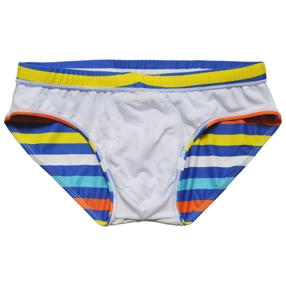 Men's classic speedo low rise rainbow stripes swim briefs swimwear plus size L - Picture 8 of 9